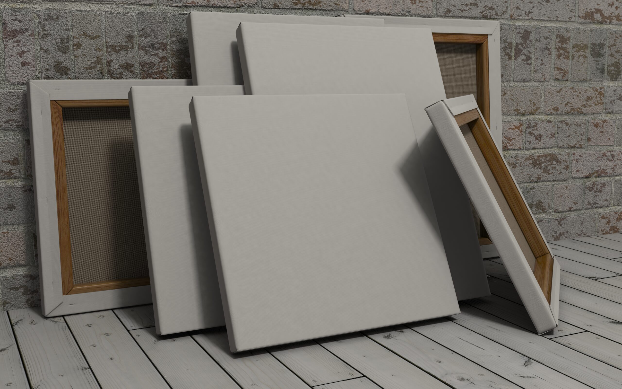 3d render of an Blank Canvas on exposed brick wall
